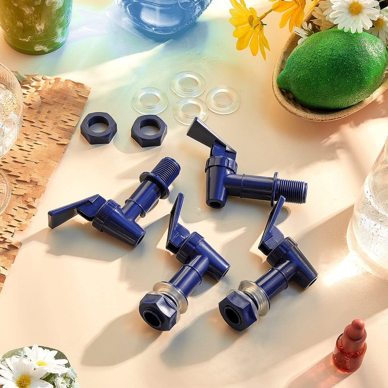 Honoson Replacement Cooler Faucet Water Bottle Jug, Dispenser Tap Set, Reusable Spigot Spout Water Beverage Lever Pour Dispenser Valve Crock Tap(Deep Blue) - Image 3